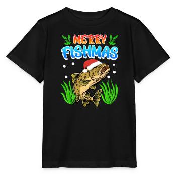 Trout Angler Joyeux Fishmas Angler Noël - T-shirt bio MINI CREATOR Stanley/Stella Enfant - noir - Devant - Mikhail (115cm)