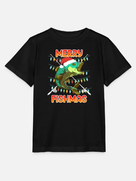 Angler Weihnachten Merry Fishmas Fisch - Stanley/Stella Kinder T-Shirt MINI CREATOR  - Schwarz