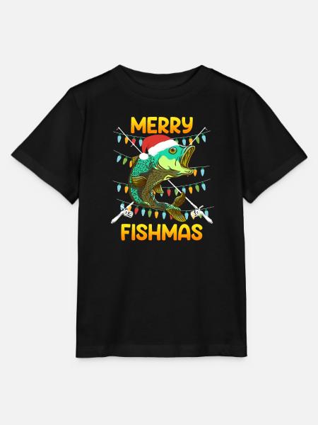 Angler Weihnachten Merry Fishmas Fisch - Stanley/Stella Kinder T-Shirt MINI CREATOR  - Schwarz