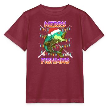 Pêcheur Noël Joyeux poisson Poisson - T-shirt bio MINI CREATOR Stanley/Stella Enfant - bordeaux - Devant - Kain (125cm)