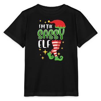 Elfe effronté Je suis l’elfe impertinent Nicolas - T-shirt bio MINI CREATOR Stanley/Stella Enfant - noir - Devant - Mikhail (115cm)