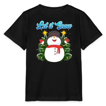 Let it Snow Snowman Christmas - Stanley/Stella MINI CREATOR Kids’ T-Shirt - black - Front - Mikhail (115cm)