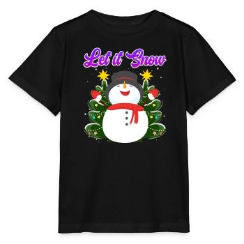 Let it Snow Snowman Christmas - Stanley/Stella MINI CREATOR Kids’ T-Shirt - black - Front - Mikhail (115cm)