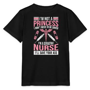 Ich bin keine Prinzessin ich bin Altenpflegerin - Stanley/Stella Kinder T-Shirt MINI CREATOR  - Schwarz - Vorne - Mikhail (115cm)