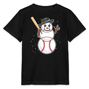 Baseball Schneemann Baseball Spieler Baseballer - Stanley/Stella Kinder T-Shirt MINI CREATOR  - Schwarz - Vorne - Mikhail (115cm)