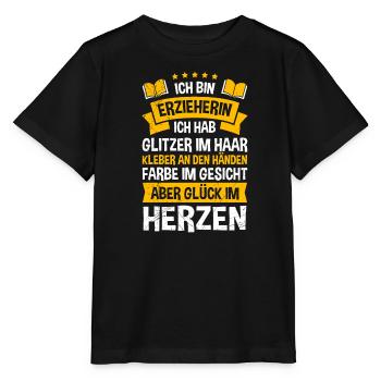 Glitter in den Haaren Klebe an den Händen Erzieher - Stanley/Stella Kinder T-Shirt MINI CREATOR  - Schwarz - Vorne - Mikhail (115cm)