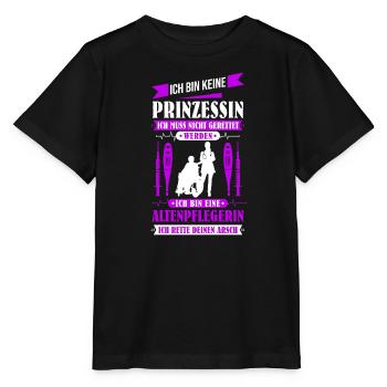 Ich bin keine Prinzessin ich bin Altenpflegerin - Stanley/Stella Kinder T-Shirt MINI CREATOR  - Schwarz - Vorne - Mikhail (115cm)