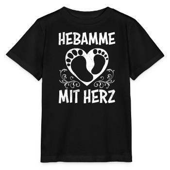 Ich bin eine Hebamme mit Herz Hebamme - Stanley/Stella Kinder T-Shirt MINI CREATOR  - Schwarz - Vorne - Mikhail (115cm)