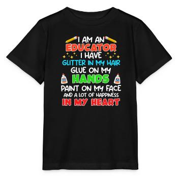 Glitzer in Haaren Klebe an den Händen Erzieherin - Stanley/Stella Kinder T-Shirt MINI CREATOR  - Schwarz - Vorne - Mikhail (115cm)