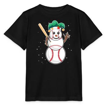 Baseball Schneemann Baseball Spieler Baseballer - Stanley/Stella Kinder T-Shirt MINI CREATOR  - Schwarz - Vorne - Mikhail (115cm)