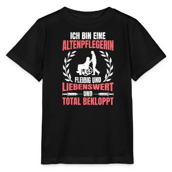 Ich bin liebenswert und verrückte Altenpflegerin - Stanley/Stella Kinder T-Shirt MINI CREATOR  - Schwarz - Vorne - Mikhail (115cm)