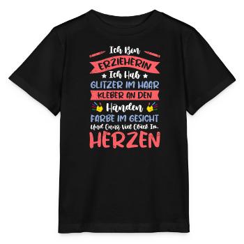Glitter im Haar Klebe an den Händen Erzieherin - Stanley/Stella Kinder T-Shirt MINI CREATOR  - Schwarz - Vorne - Mikhail (115cm)