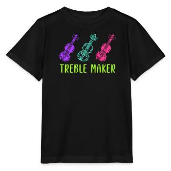 Triple clef de sol violon soprano premier violon - T-shirt bio MINI CREATOR Stanley/Stella Enfant - noir - Devant - Mikhail (115cm)