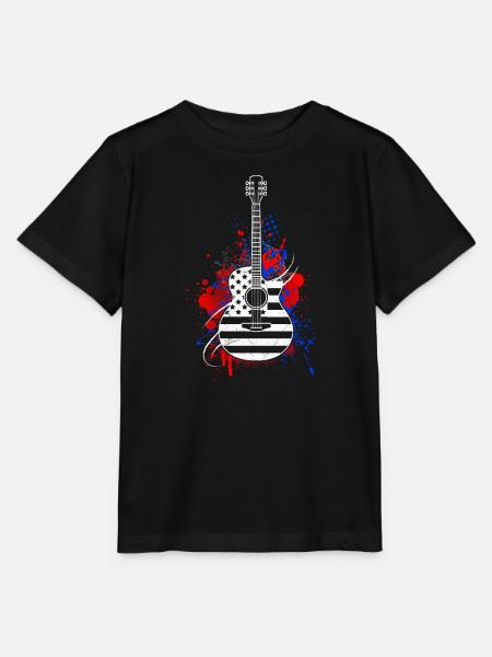USA Gitarre Country Herzschlag Gitarrist - Stanley/Stella Kinder T-Shirt MINI CREATOR  - Schwarz