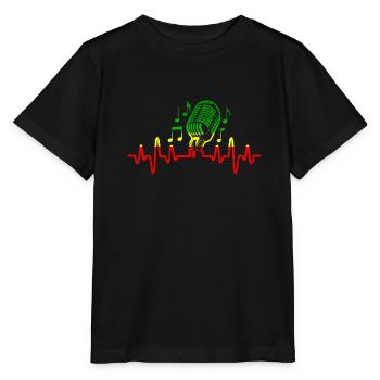 Herzschlag Reggae Musik Ich liebe Musik Noten - Stanley/Stella Kinder T-Shirt MINI CREATOR  - Schwarz - Vorne - Mikhail (115cm)