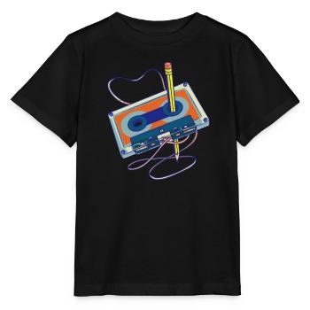 Lieder aufnehmen Radio Kassettenrecorder Kassette - Stanley/Stella Kinder T-Shirt MINI CREATOR  - Schwarz - Vorne - Mikhail (115cm)