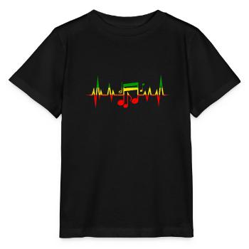 Herzschlag Reggae Musik Ich liebe Musik Noten - Stanley/Stella Kinder T-Shirt MINI CREATOR  - Schwarz - Vorne - Mikhail (115cm)