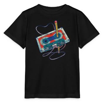 Lieder aufnehmen Radio Kassettenrecorder Kassette - Stanley/Stella Kinder T-Shirt MINI CREATOR  - Schwarz - Vorne - Mikhail (115cm)