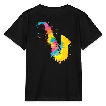 Jazz Band Orchestra Music I play the saxophone - Stanley/Stella MINI CREATOR Kids’ T-Shirt - black - Front - Mikhail (115cm)