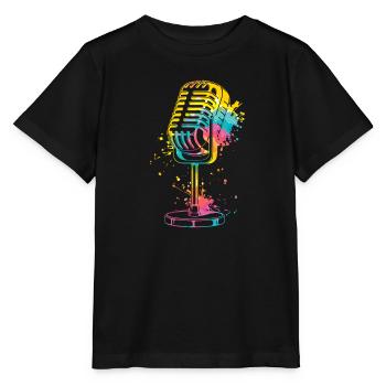 Microphone Je suis chanteur Je suis chanteur Chanter - T-shirt bio MINI CREATOR Stanley/Stella Enfant - noir - Devant - Mikhail (115cm)