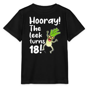 Hurray the leek turns 18 - Stanley/Stella MINI CREATOR Kids’ T-Shirt - black - Front - Mikhail (115cm)