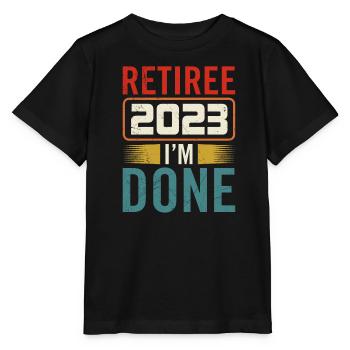 Retraité 2023 J’ai terminé Retraité 2023 - T-shirt bio MINI CREATOR Stanley/Stella Enfant - noir - Devant - Mikhail (115cm)