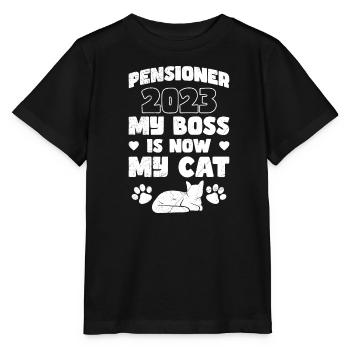 Retraité 2023 mon patron est maintenant mon chat - T-shirt bio MINI CREATOR Stanley/Stella Enfant - noir - Devant - Mikhail (115cm)