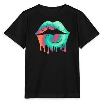 Baiser Amour couple lèvres embrasser Saint-Valentin - T-shirt bio MINI CREATOR Stanley/Stella Enfant - noir - Devant - Mikhail (115cm)