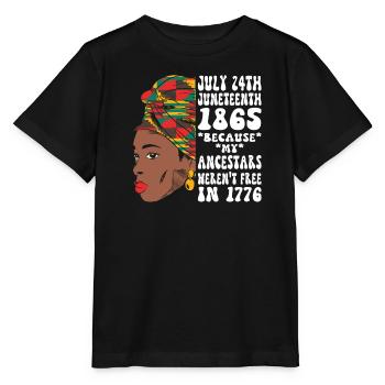 Juneteenth 1865 Schwarze Afrikanische Frau - Stanley/Stella Kinder T-Shirt MINI CREATOR  - Schwarz - Vorne - Mikhail (115cm)