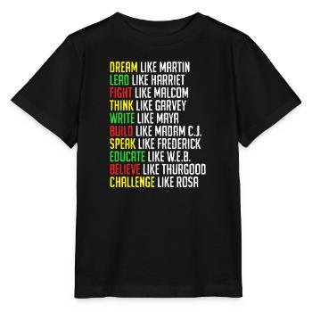 Histoire des Noirs Martin Luther King Afrique - T-shirt bio MINI CREATOR Stanley/Stella Enfant - noir - Devant - Mikhail (115cm)