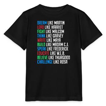 Histoire des Noirs Martin Luther King Afrique - T-shirt bio MINI CREATOR Stanley/Stella Enfant - noir - Devant - Mikhail (115cm)