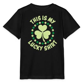 Ma chemise porte-bonheur trèfle St Patrick - T-shirt bio MINI CREATOR Stanley/Stella Enfant - noir - Devant - Mikhail (115cm)