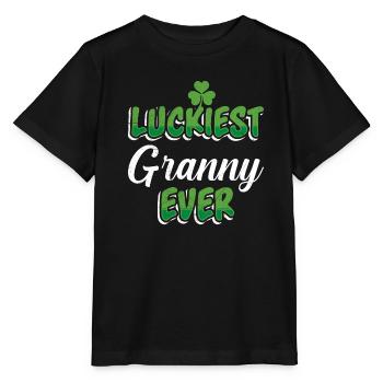 La Saint-Patrick dit la grand-mère la plus chanceuse de tous les temps - T-shirt bio MINI CREATOR Stanley/Stella Enfant - noir - Devant - Mikhail (115cm)