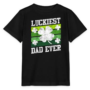 Le père le plus chanceux de tous les temps Clover Saint-Patrick - T-shirt bio MINI CREATOR Stanley/Stella Enfant - noir - Devant - Mikhail (115cm)