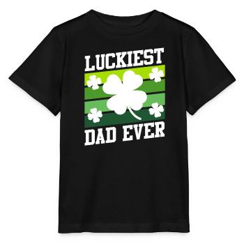 Le père le plus chanceux de tous les temps Clover Saint-Patrick - T-shirt bio MINI CREATOR Stanley/Stella Enfant - noir - Devant - Mikhail (115cm)