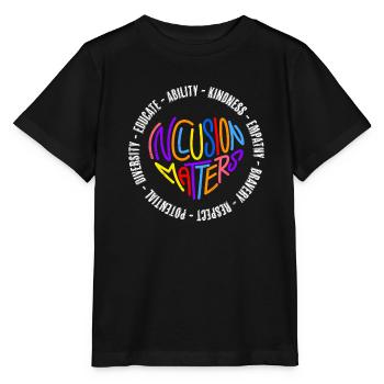 Aimer, Paix et Inclusion promouvoir l’inclusion - T-shirt bio MINI CREATOR Stanley/Stella Enfant - noir - Devant - Mikhail (115cm)