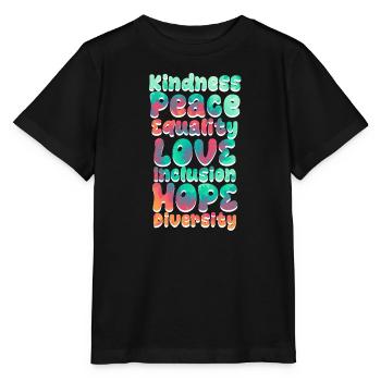 Inclusion Acceptation Gentillesse Solidarité - T-shirt bio MINI CREATOR Stanley/Stella Enfant - noir - Devant - Mikhail (115cm)