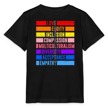 Inclusion Égalité Bienveillance Acceptation - T-shirt bio MINI CREATOR Stanley/Stella Enfant - noir - Devant - Mikhail (115cm)