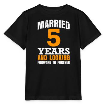 5 ans mariés 5ème anniversaire de mariage mariage en bois - T-shirt bio MINI CREATOR Stanley/Stella Enfant - noir - Devant - Mikhail (115cm)