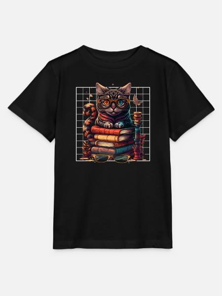 Amoureux des chats et rat de bibliothèque Amoureux du livre et - T-shirt bio MINI CREATOR Stanley/Stella Enfant - noir