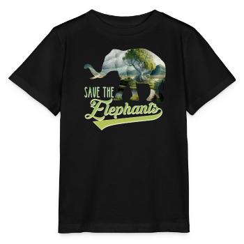 Save the Elephants Artenschutz bedrohte Arten - Stanley/Stella Kinder T-Shirt MINI CREATOR  - Schwarz - Vorne - Mikhail (115cm)