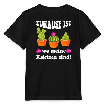 Zuhause ist wo meine Kakteen sind! Kaktusliebhaber - Stanley/Stella Kinder T-Shirt MINI CREATOR  - Schwarz - Vorne - Mikhail (115cm)