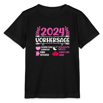 Babyparty Vorhersage 2024 werdende Mama 2024 - Stanley/Stella Kinder T-Shirt MINI CREATOR  - Schwarz - Vorne - Mikhail (115cm)