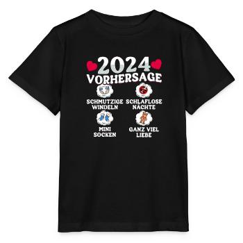Baby Vorhersage 2024 werdende Mutter 2024 - Stanley/Stella Kinder T-Shirt MINI CREATOR  - Schwarz - Vorne - Mikhail (115cm)
