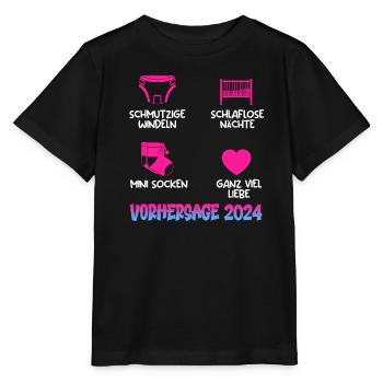 Baby Vorhersage 2024 werdende Mama 2024 - Stanley/Stella Kinder T-Shirt MINI CREATOR  - Schwarz - Vorne - Mikhail (115cm)