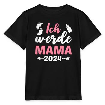 Ich werde Mama 2024 Baby Ankündigung Vorhersage - Stanley/Stella Kinder T-Shirt MINI CREATOR  - Schwarz - Vorne - Mikhail (115cm)