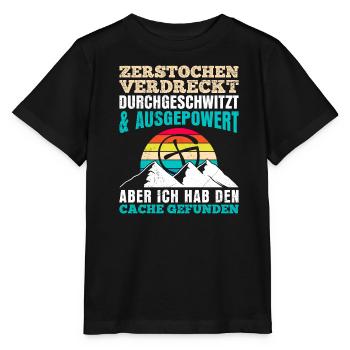 Geocacher GPS Ich hab den Cache gefunden - Stanley/Stella Kinder T-Shirt MINI CREATOR  - Schwarz - Vorne - Mikhail (115cm)