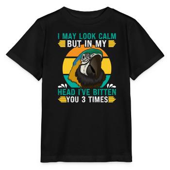 Ara Parrot I may look Calm but in my Head Macaw - Stanley/Stella MINI CREATOR Kids’ T-Shirt - black - Front - Mikhail (115cm)