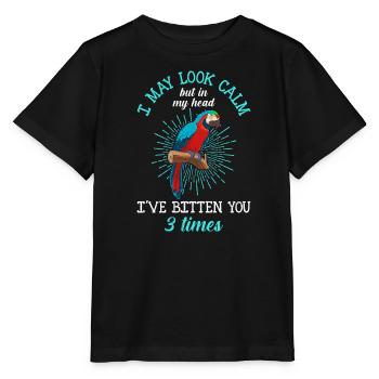 Aras I may look Calm but I ́ve bitten you 3 times - Stanley/Stella MINI CREATOR Kids’ T-Shirt - black - Front - Mikhail (115cm)