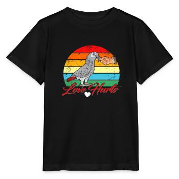 Love Hurts Grey Parrot African Grey - Stanley/Stella MINI CREATOR Kids’ T-Shirt - black - Front - Mikhail (115cm)